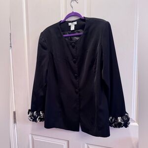 Just...Taylor Black Jacket with Faux Fur Trimmed Cuffs